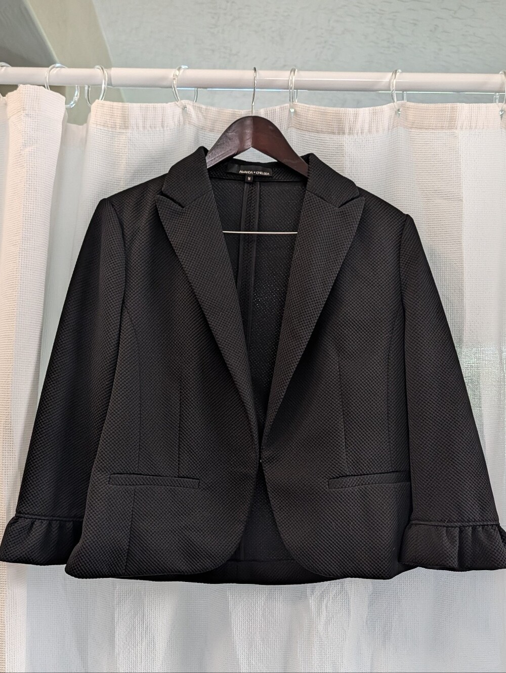 Amanda + Chelsea Black Blazer With 3/4 Ruffle Sleeve